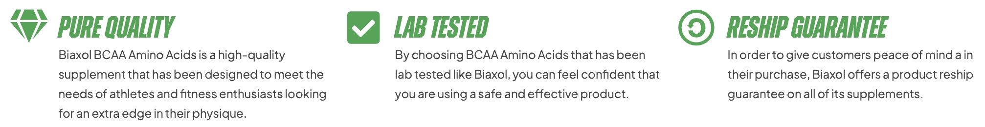 Biaxol BCAA Amino Acids Quality Guarantee